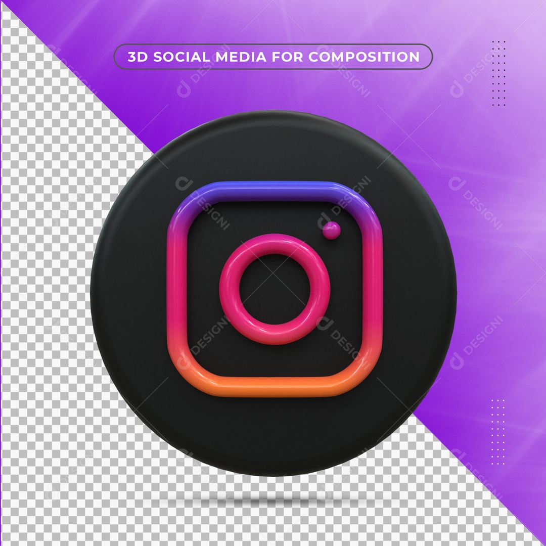 Icone 3D Social Media Instagram Para Composição PSD