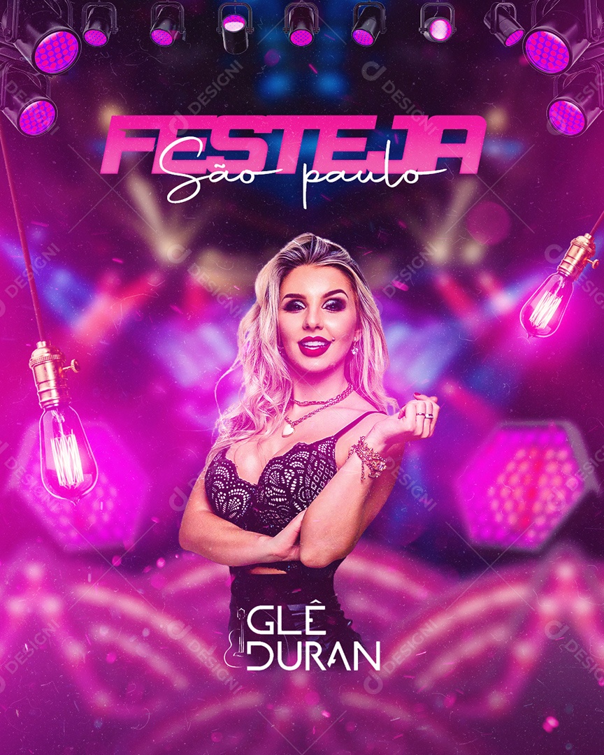 Festeja São Paulo Flyer Glê Duran Social Media PSD Editável