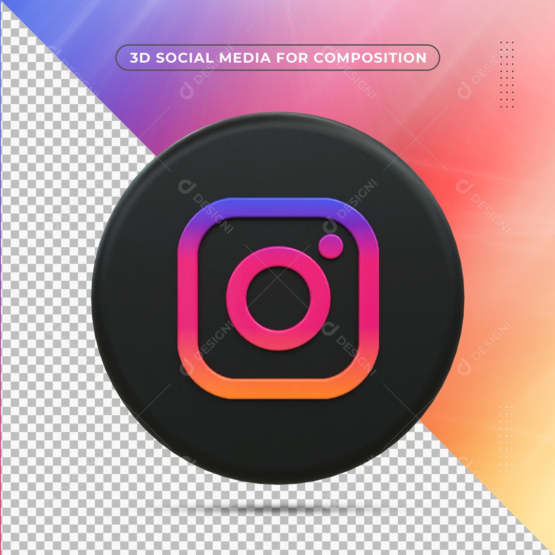 Icone 3D Social Media Instagram Para Composição PSD