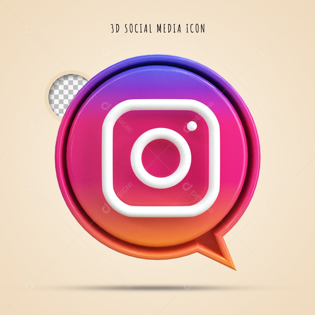 Icone 3D Social Media Instagram Para Composição PSD
