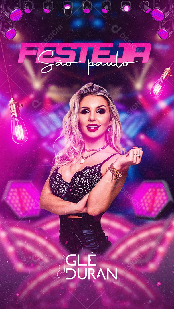 Story Festeja São Paulo Flyer Glê Duran Social Media PSD Editável
