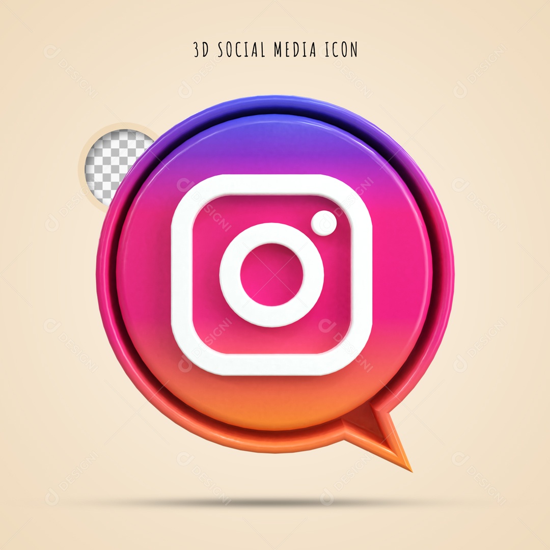 Icone 3D Social Media Instagram Para Composição PSD