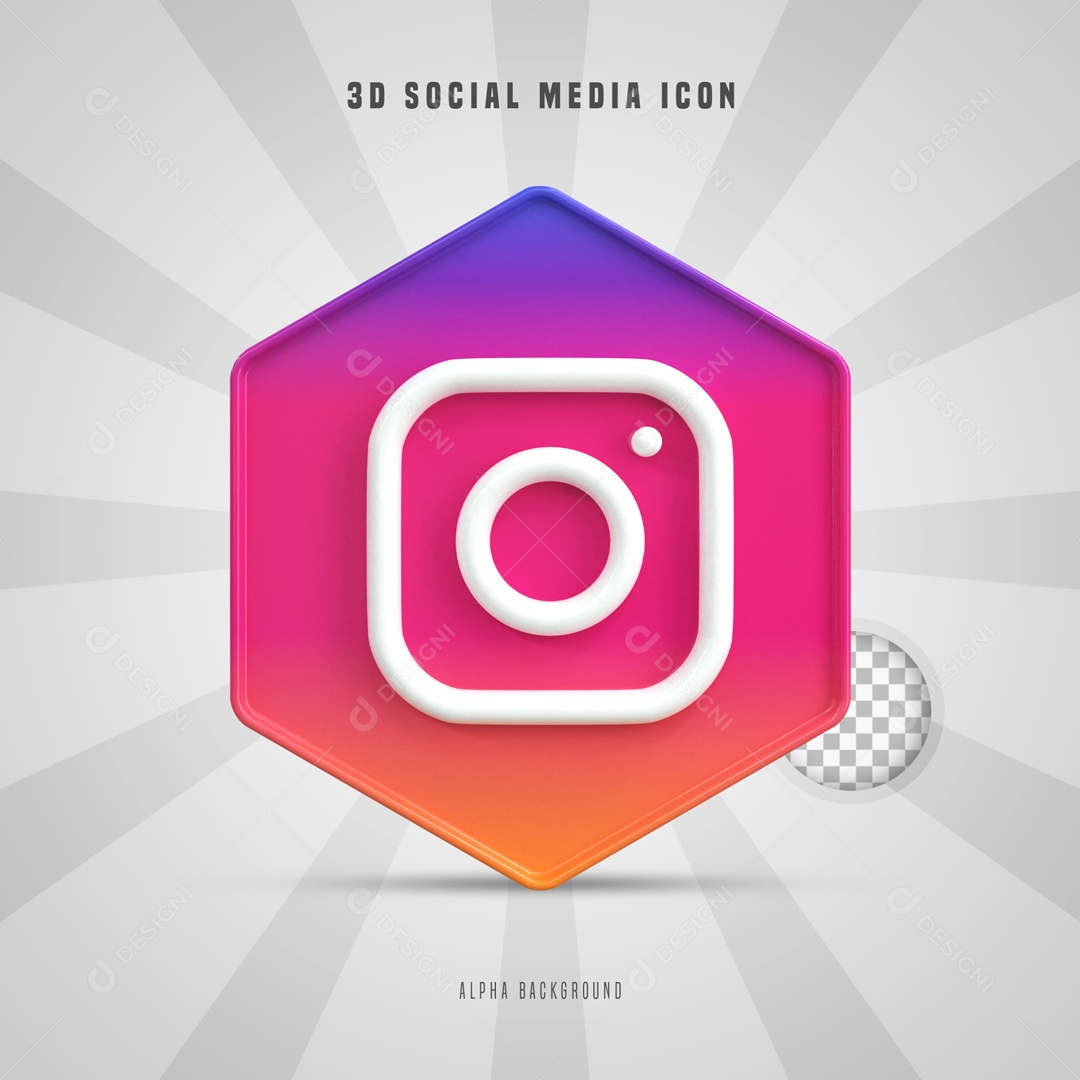 Icone 3D Social Media Instagram Para Composição PSD