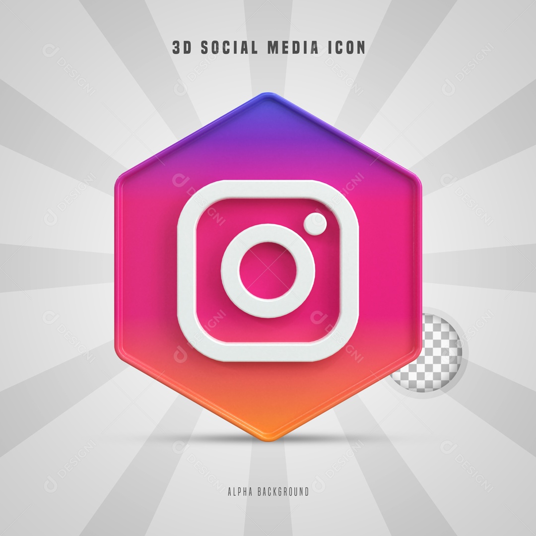 Icone 3D Social Media Instagram Para Composição PSD