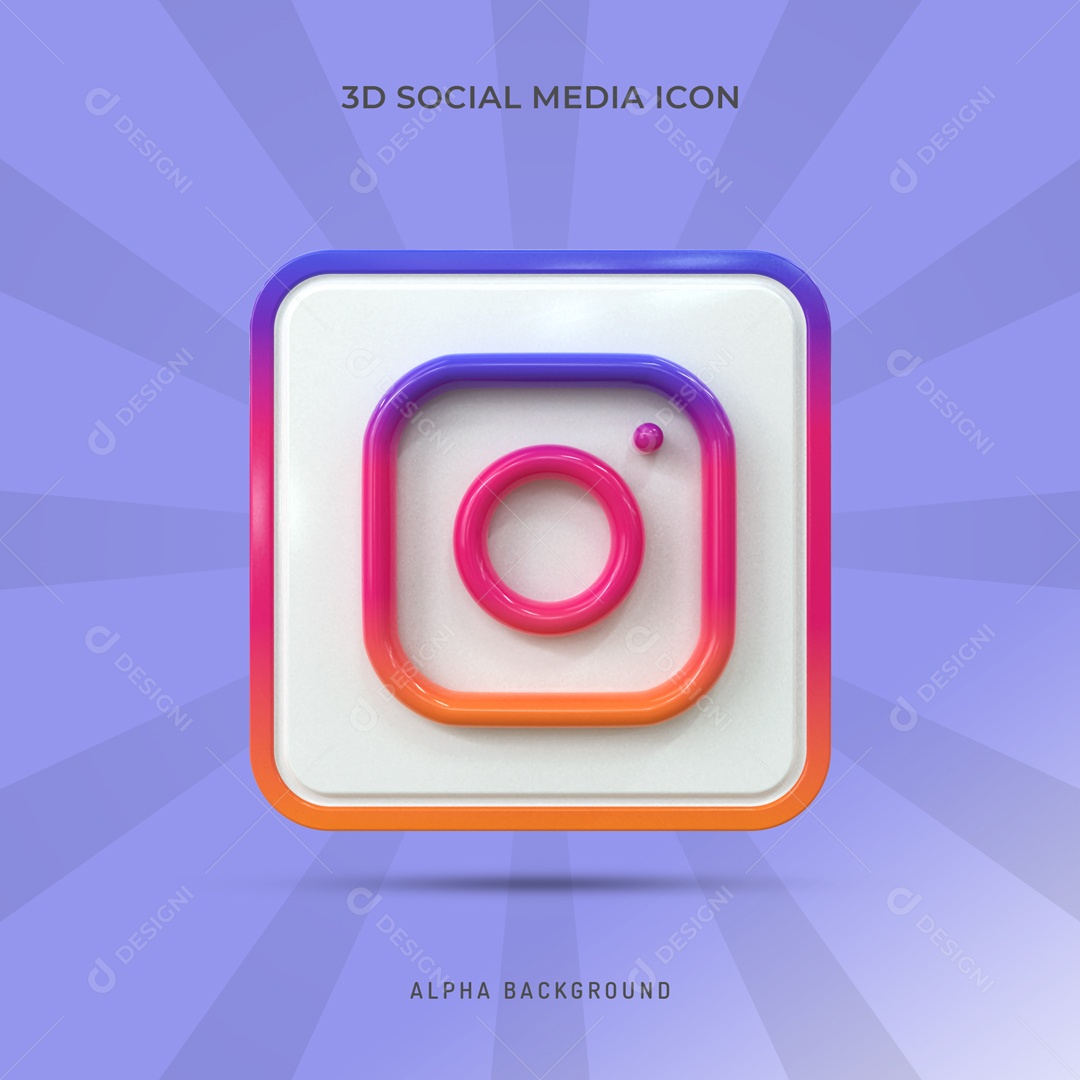 3D Square Social Media Instagram Icon For PSD Composition