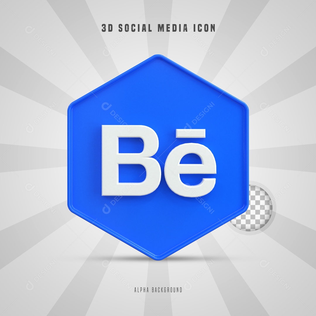 Icone 3D Quadrado Social Media Behance Para Composição PSD