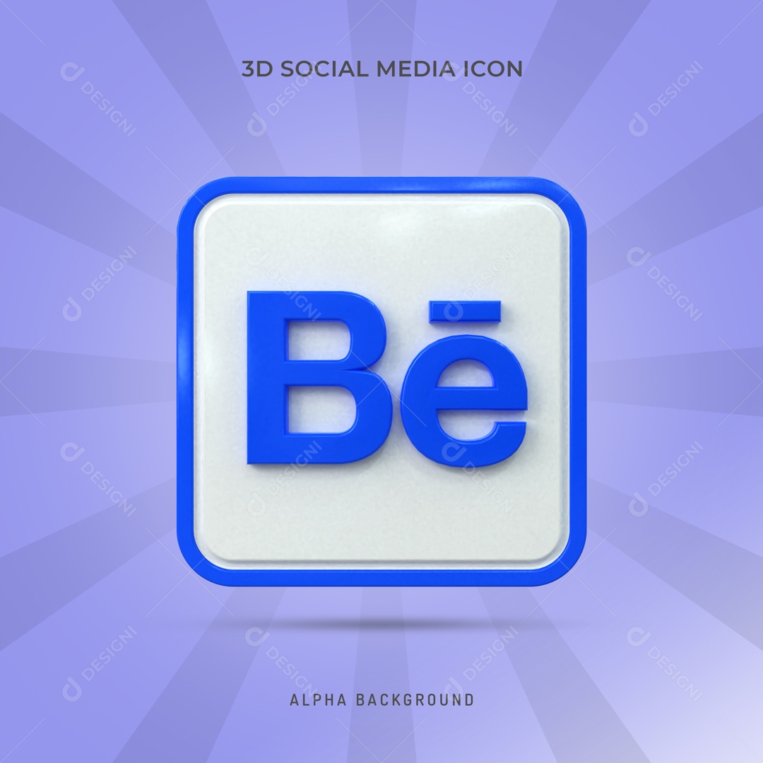 Icone 3D Quadrado Social Media Behance Para Composição PSD
