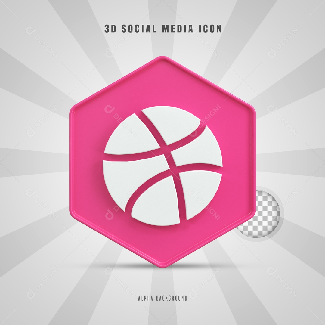 Icone 3D Social Media Dribbble Para Composição PSD