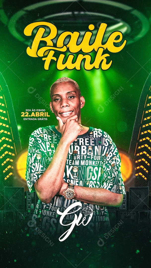 Story Baile Funk Flyer Mc Gw Social Media PSD Editável