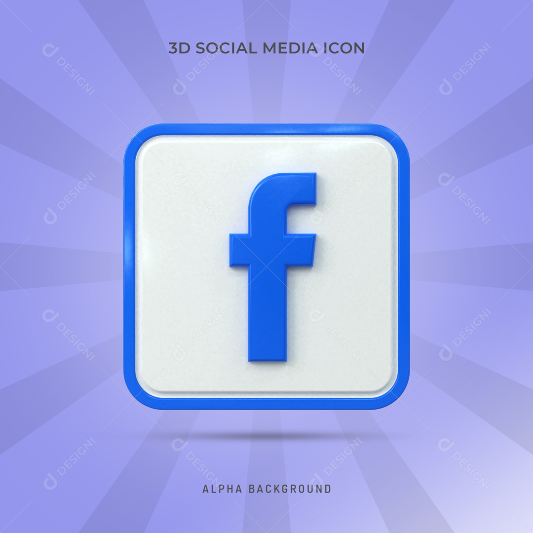 Icone 3D Quadrado Social Media Facebook Para Composição PSD