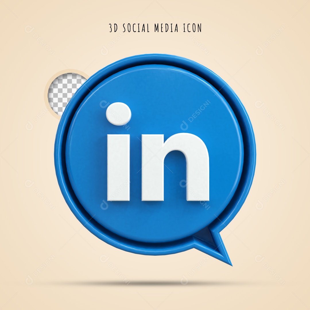 Icone 3D Redondo Social Media LinkedIn Para Composição PSD
