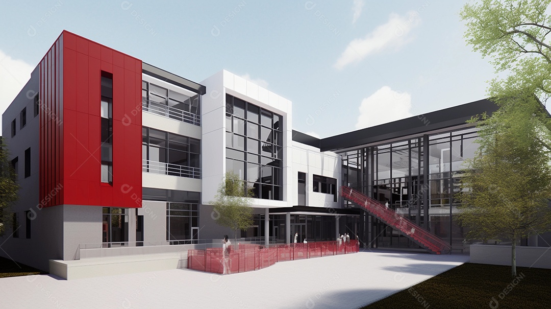 ilustração 3d da escola moderna.