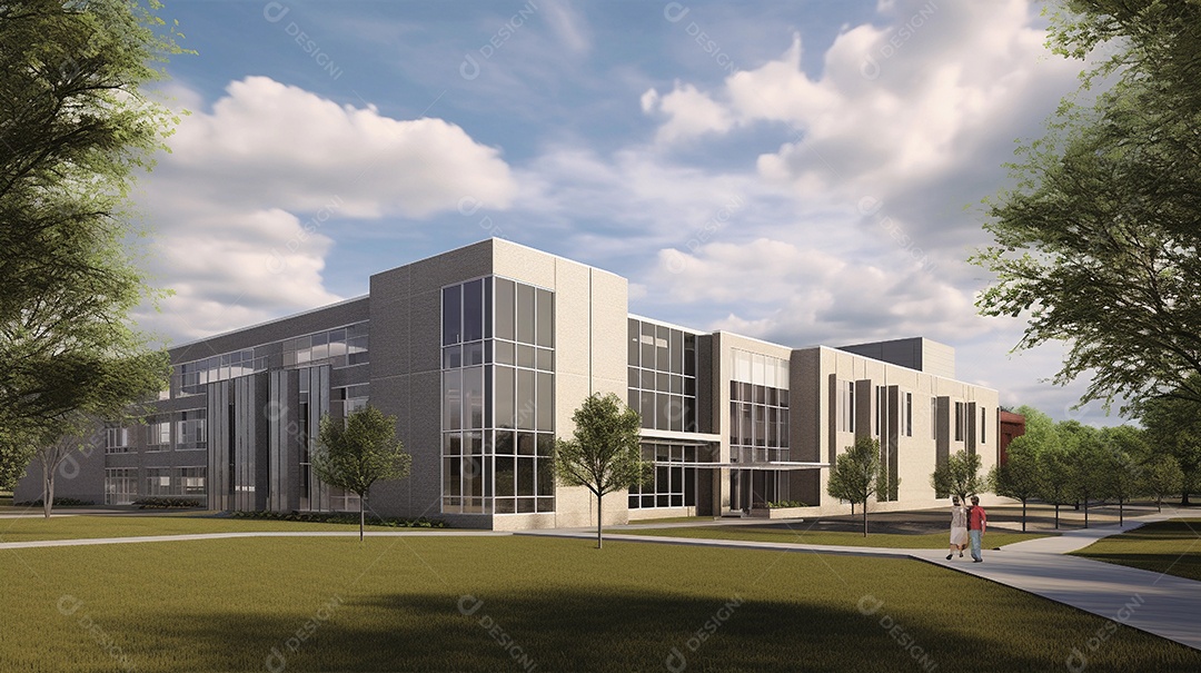 ilustração 3d da escola moderna.