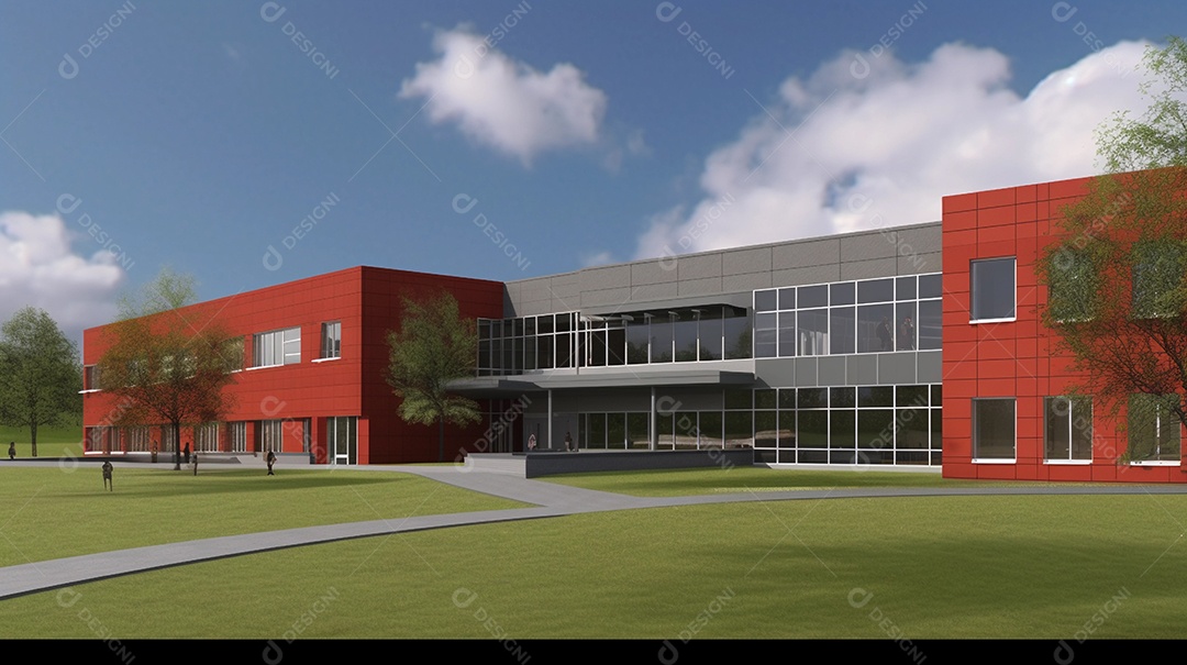 ilustração 3d da escola moderna.