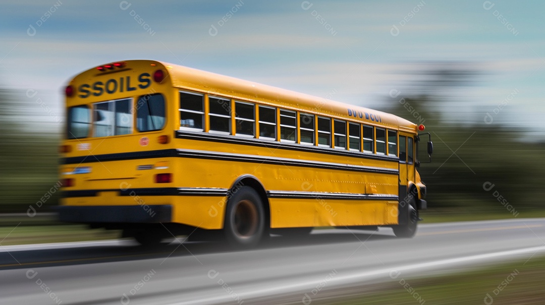 ônibus escolar em alta velocidade.