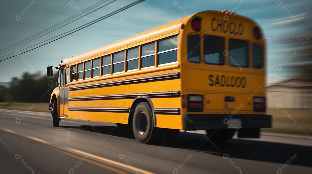 Ônibus escolar em alta velocidade.