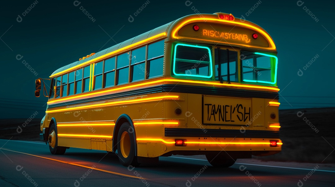 Ônibus escolar em alta velocidade.