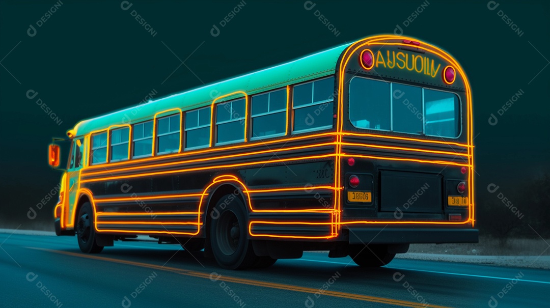 Ônibus escolar em alta velocidade.