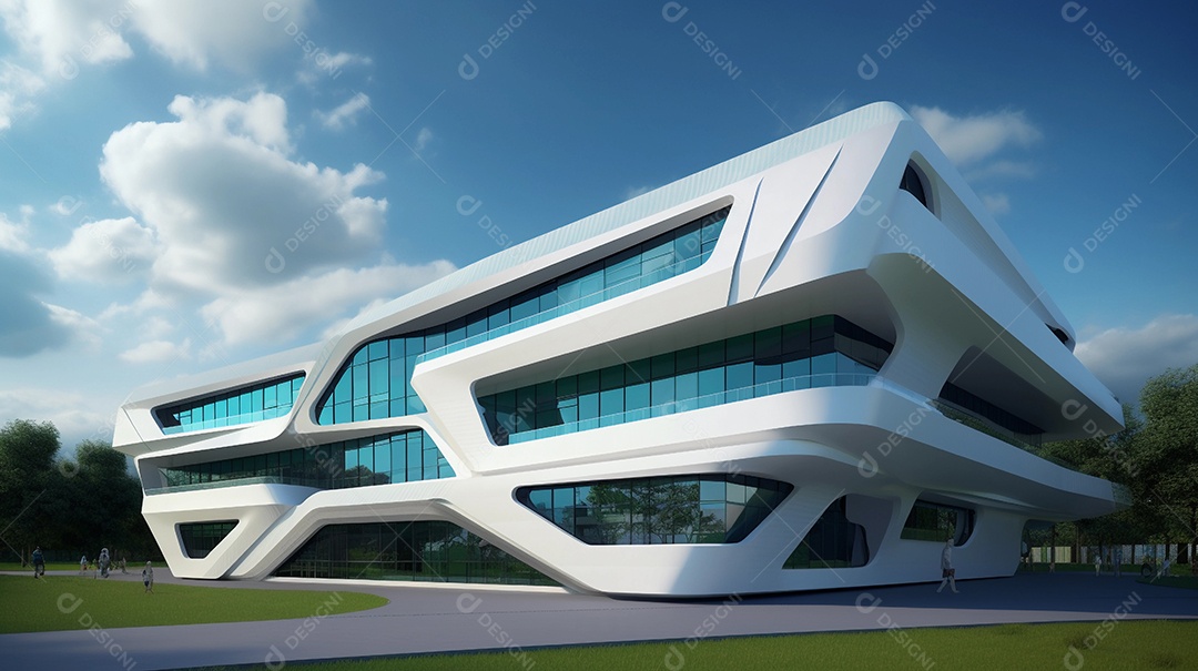 Ilustração 3d escola futurista