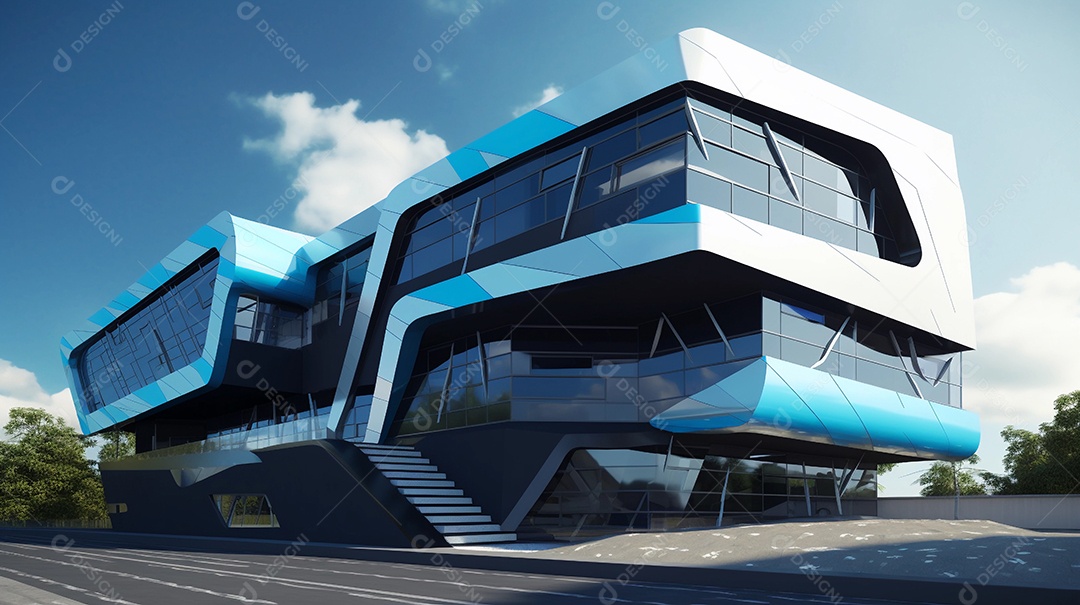 Ilustração 3d escola futurista