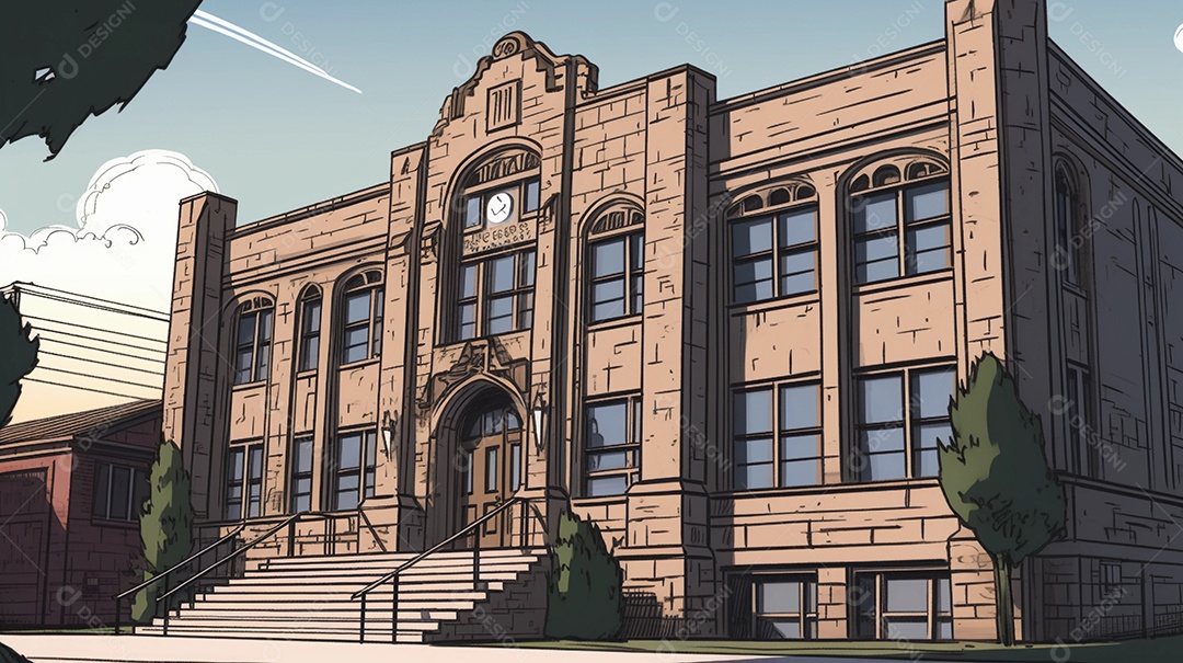 Ilustração 3d da escola clássica.