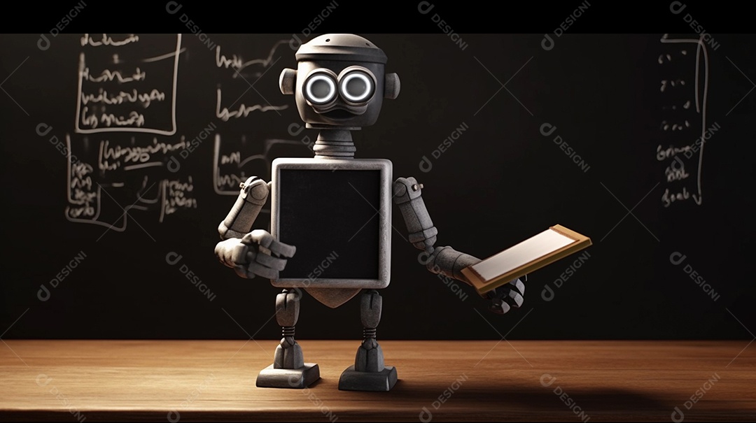 inteligência artificial ou ensino de robôs, professor de robótica em sala de aula.