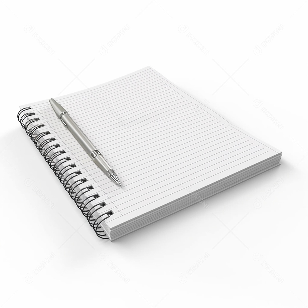 Caderno com folhas brancas isolado