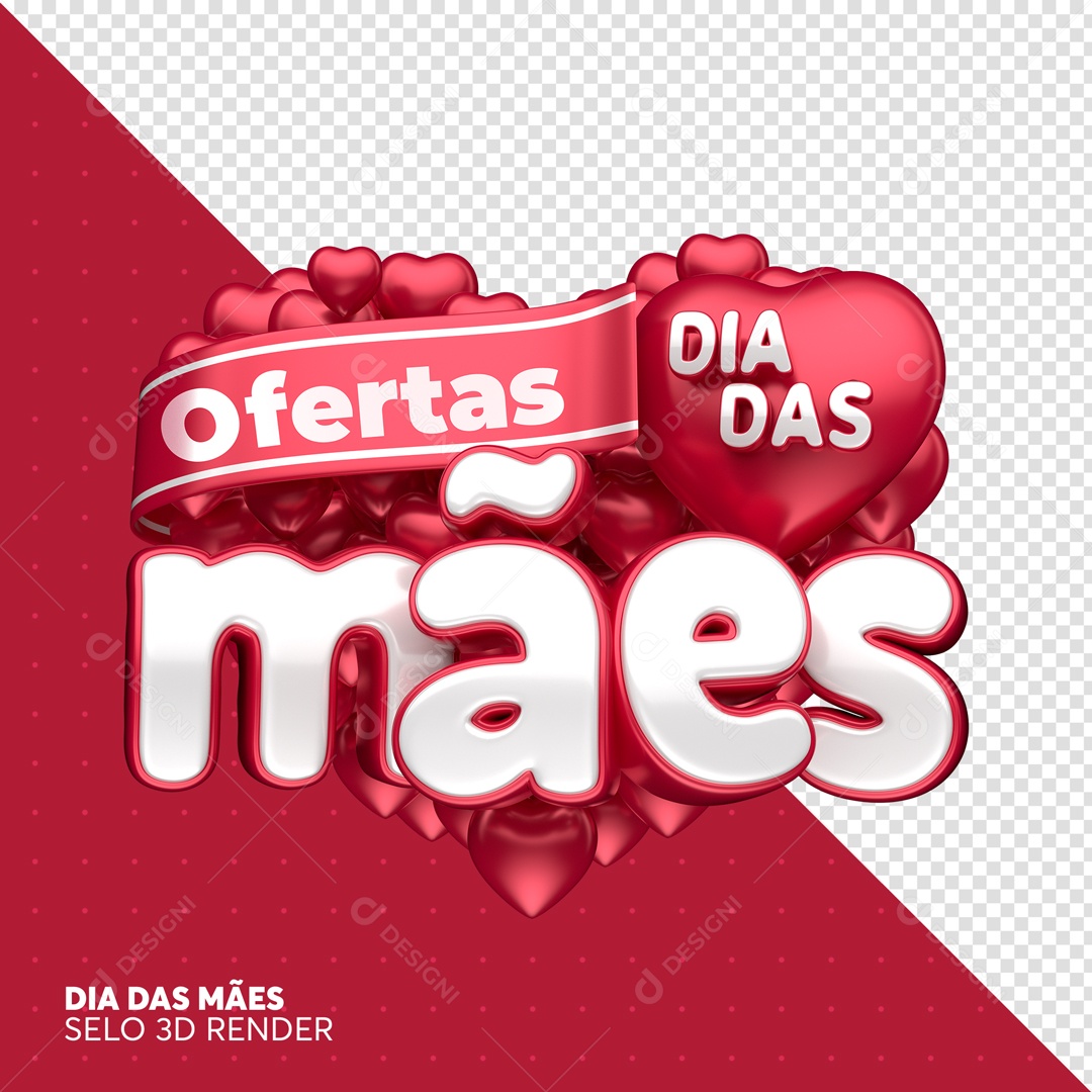 Mother's Day Offers Red Heart PSD Editable 3D Stamp
