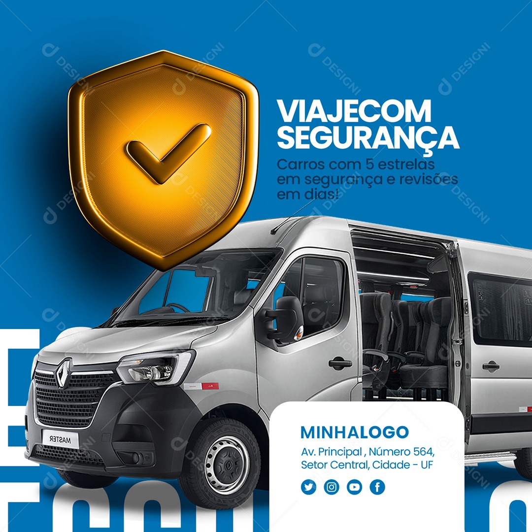 Viaje Com Segurança Excursão Social Media PSD Editável