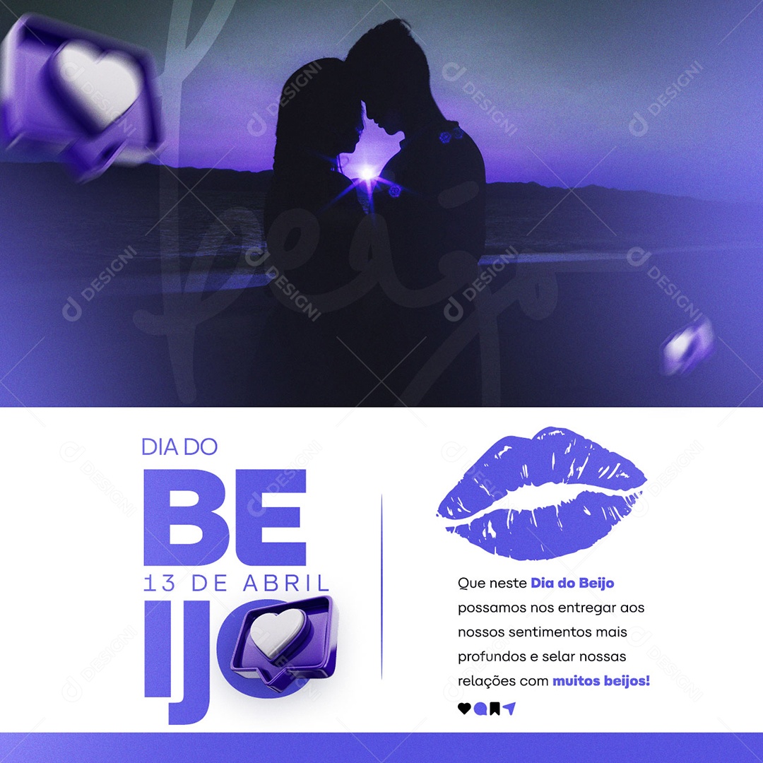 Neste Dia Do Beijo Possamos Nos Entregar Aos Nossos Sentimentos Social Media PSD Editável