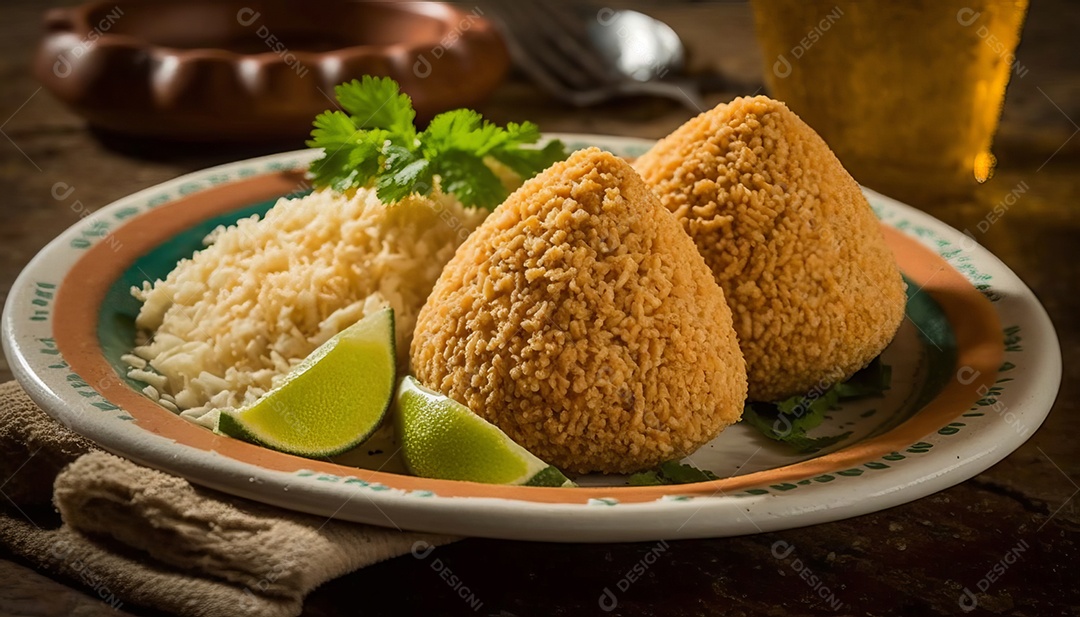 Imagem realista de coxinhas fritas deliciosas.