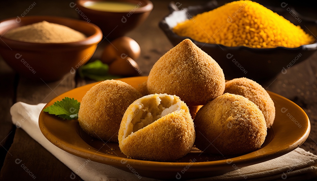 Imagem realista de coxinhas fritas deliciosas.