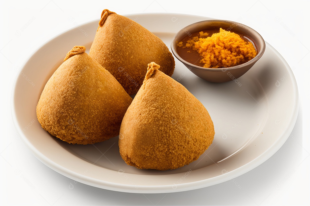 Imagem realista de coxinhas fritas deliciosas.