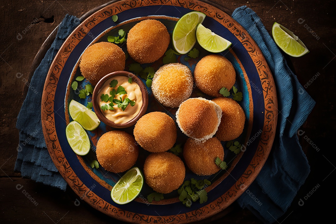 Imagem realista de coxinhas fritas deliciosas.