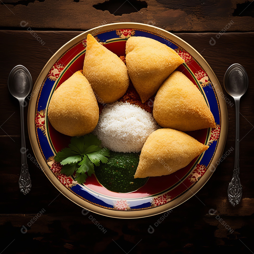 Imagem realista de coxinhas fritas deliciosas.