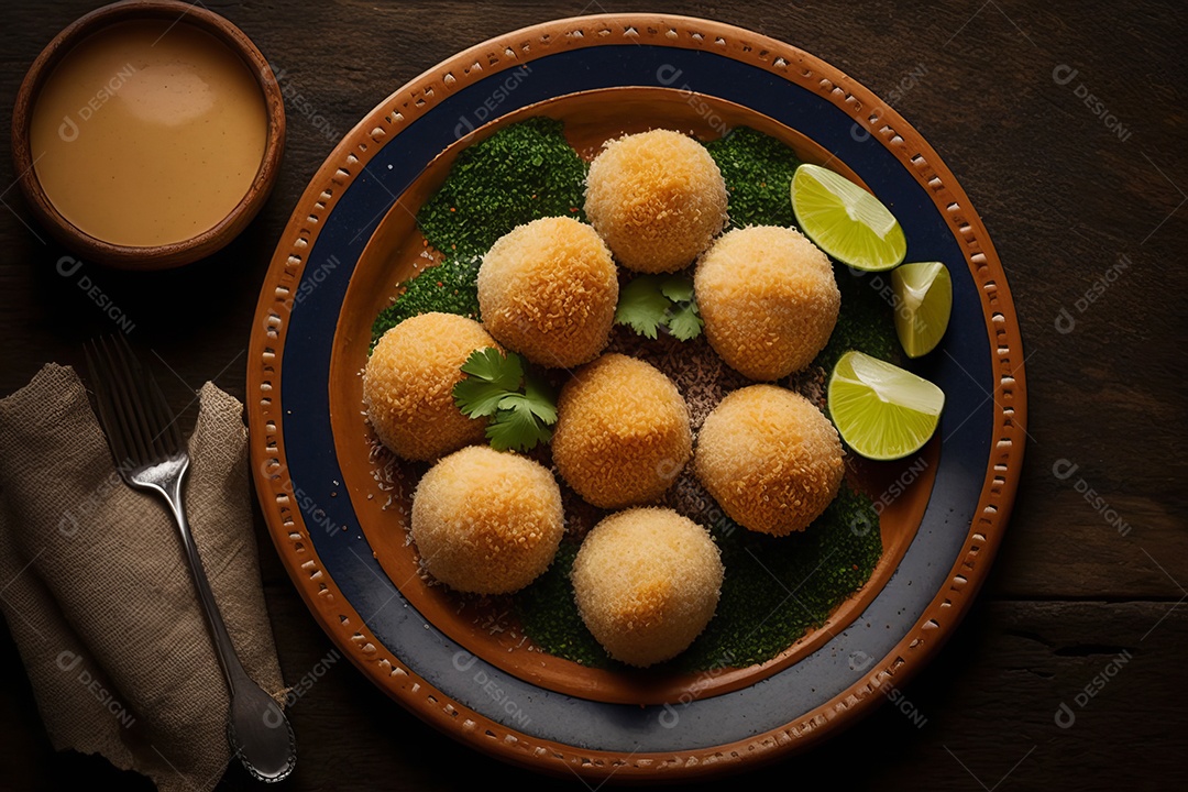 Imagem realista de coxinhas fritas deliciosas.