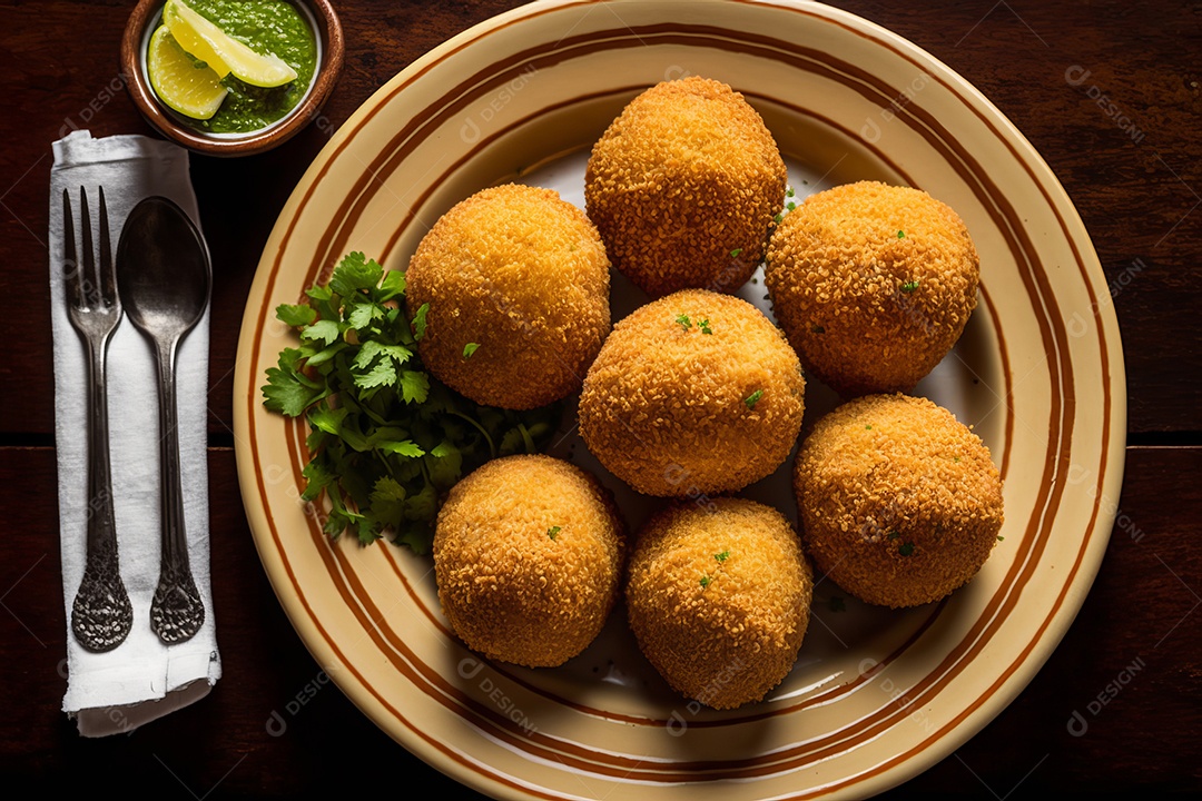 Imagem realista de coxinhas fritas deliciosas.