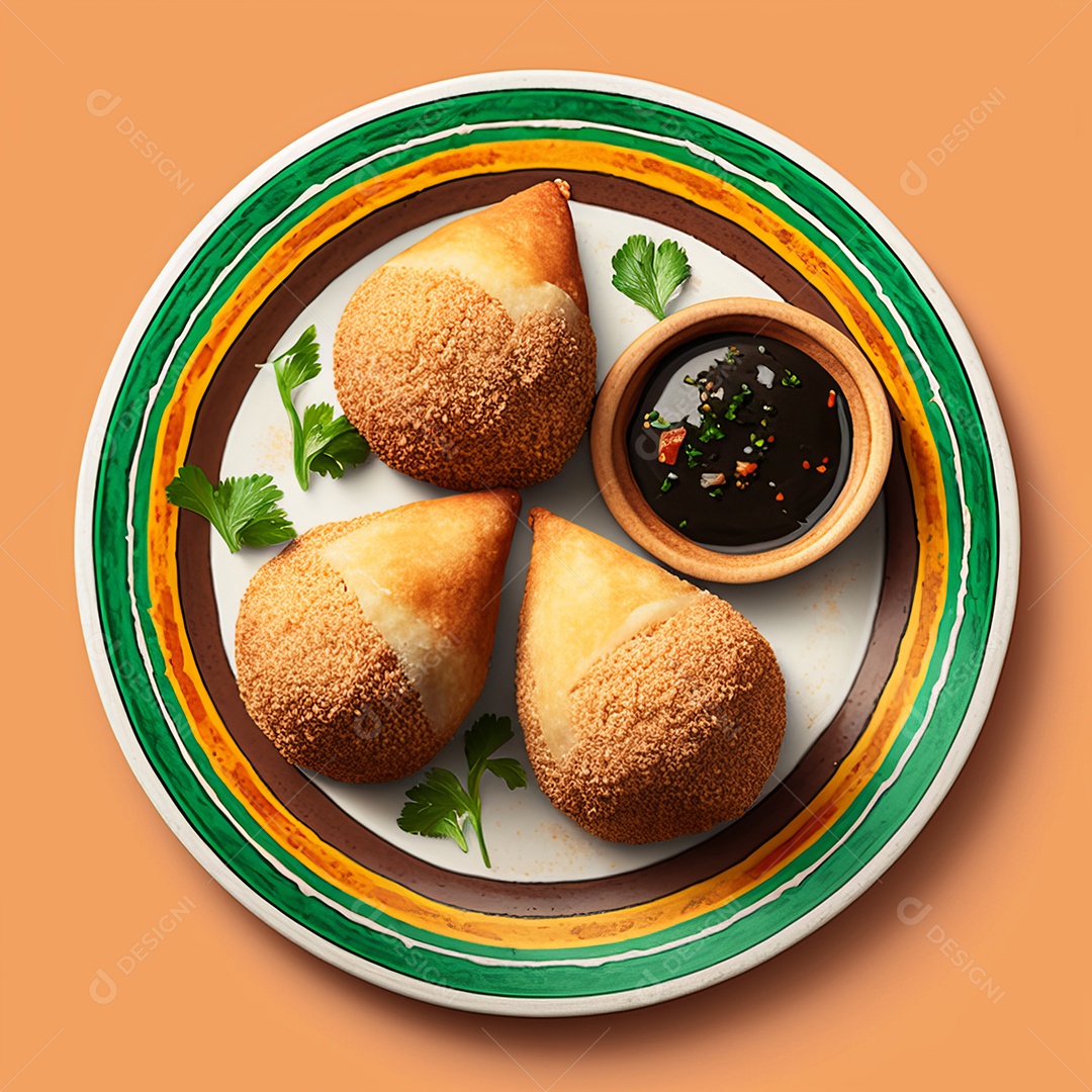 Imagem realista de coxinhas fritas deliciosas.