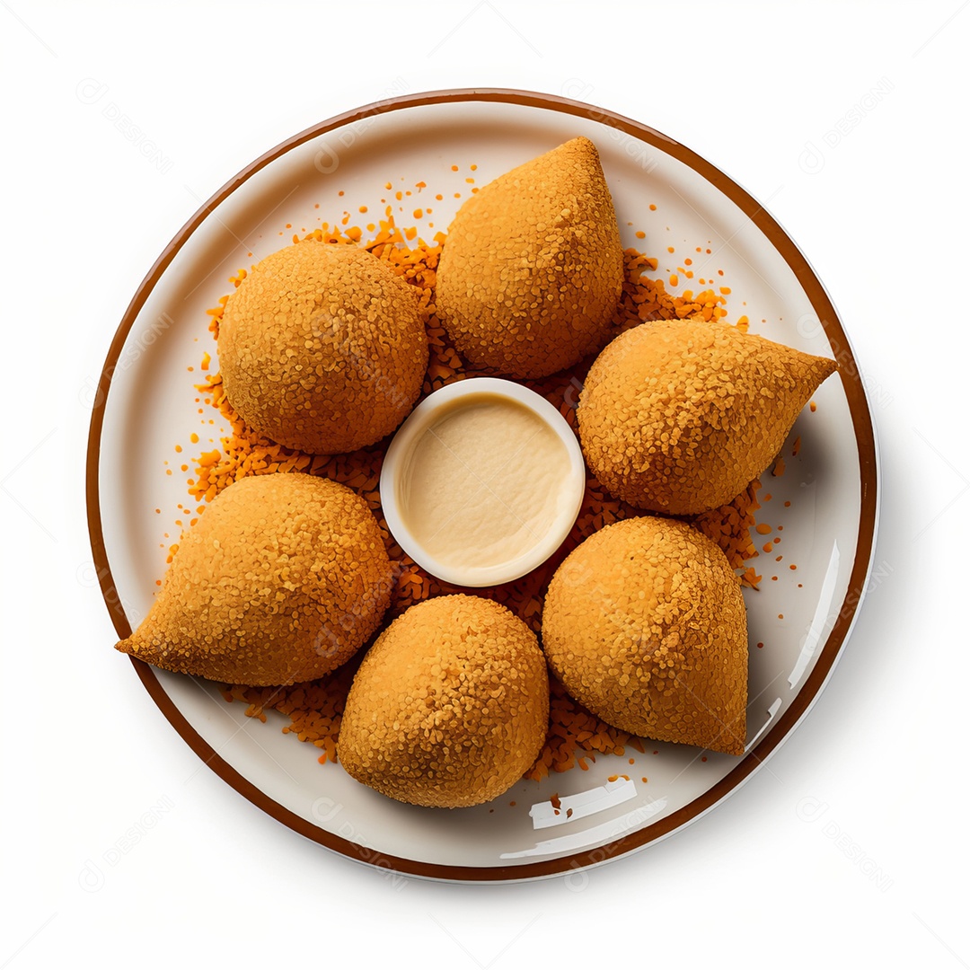 Imagem realista de coxinhas fritas deliciosas.
