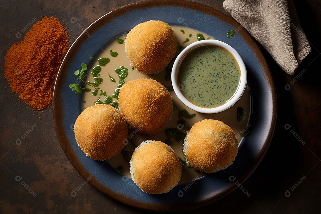 Imagem realista de coxinhas fritas deliciosas.