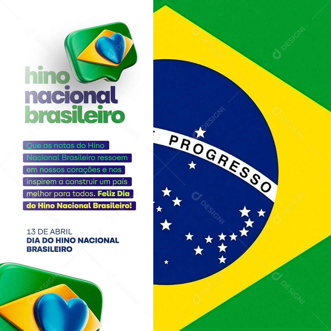 Que As Notas Do Hino Nacional Brasileiro Ressoem Em Nossos Corações Social Media PSD Editável