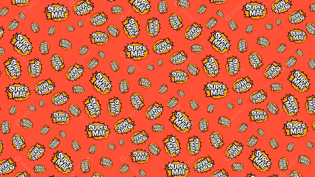 Pattern Padrões Geométricos Texto Super Mãe Em Fundo Vermelho Vetor AI + PAT
