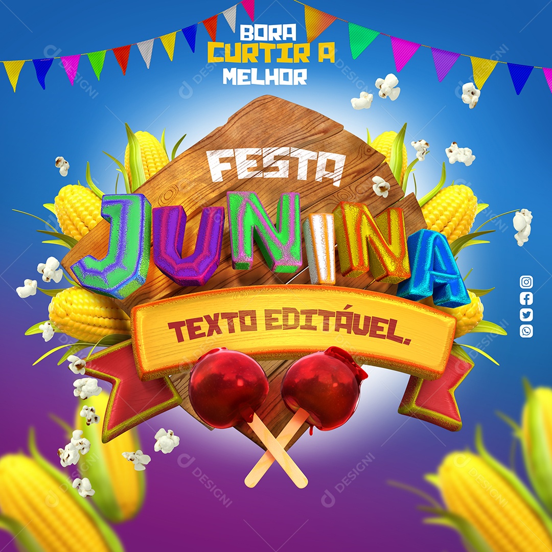 Festa Junina Selo 3D Para Composição PSD