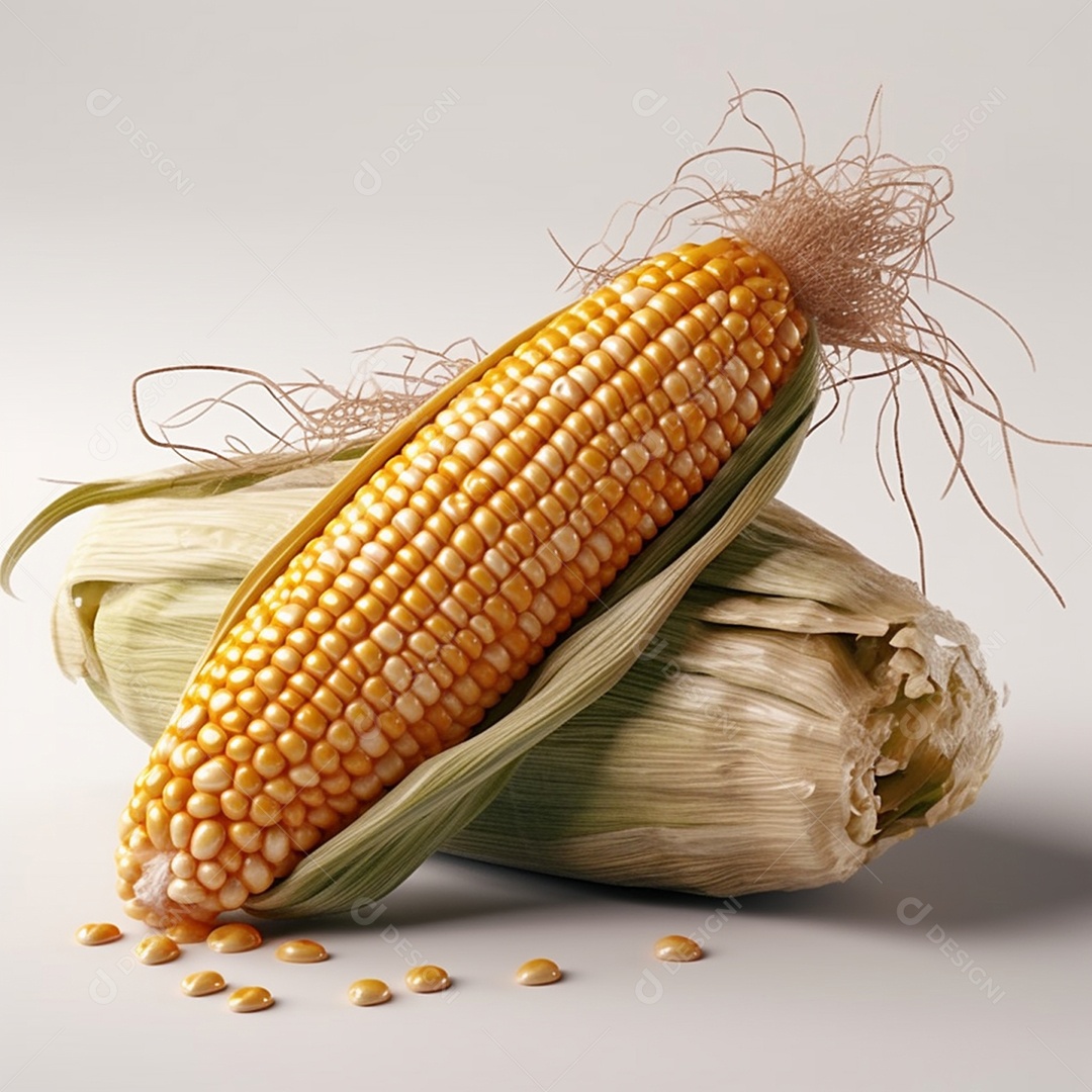 Milho verde com palha colhido