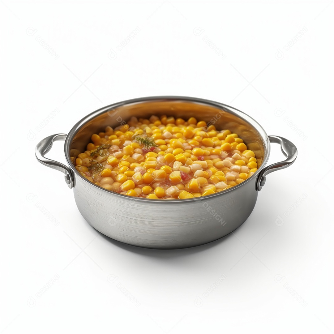 Panela de milho cozinho isolado em fundo branco
