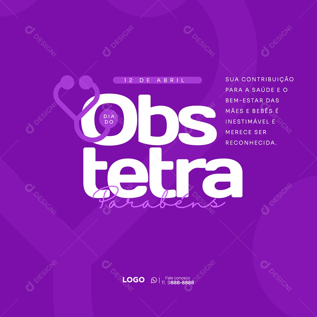 Dia do Obstetra Parabéns 12 de Abril Social Media PSD Editável