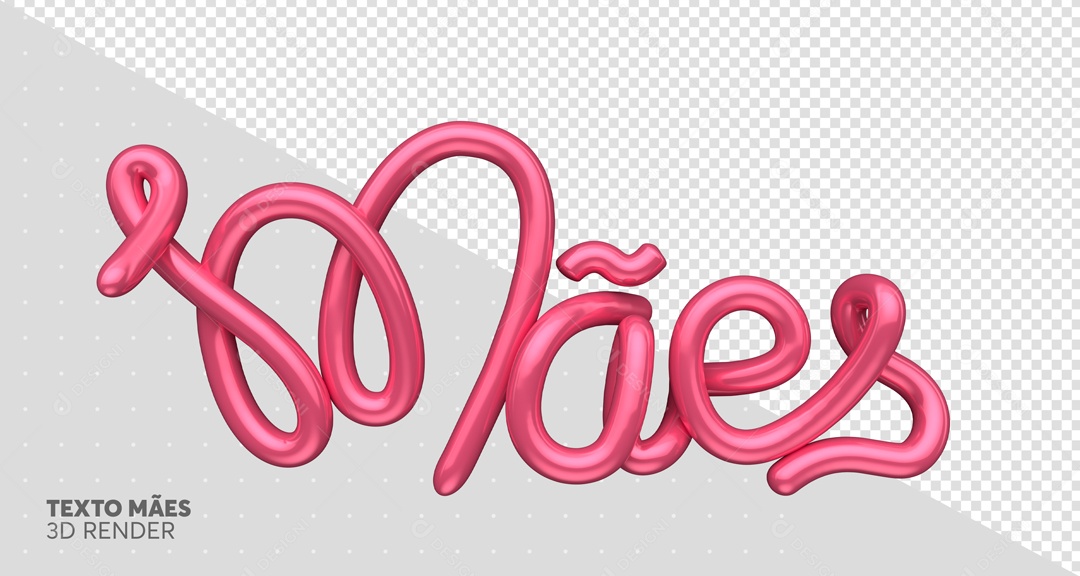 Texto 3D Mães Rosa Fundo Branco PSD
