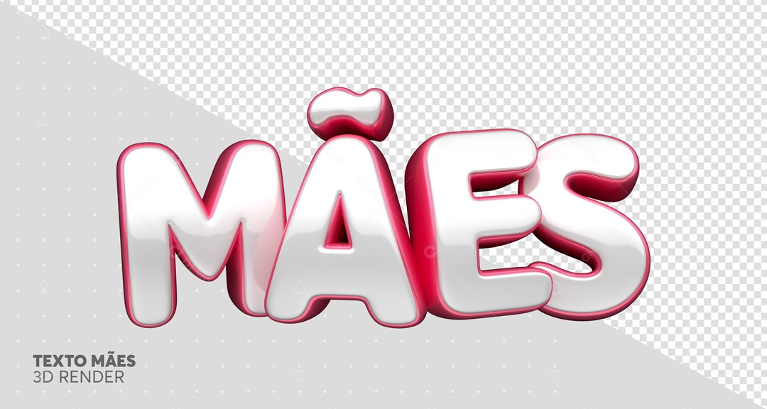 Texto 3D Mães Branco E Vermelho Para Composição PSD