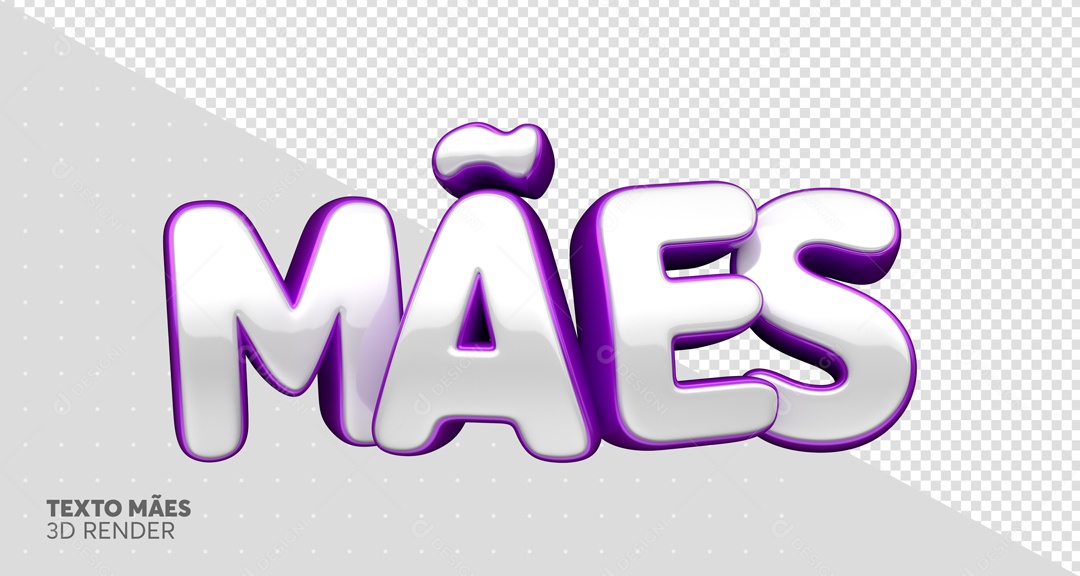 Texto 3D Mães Branco E Roxo Para Composição PSD