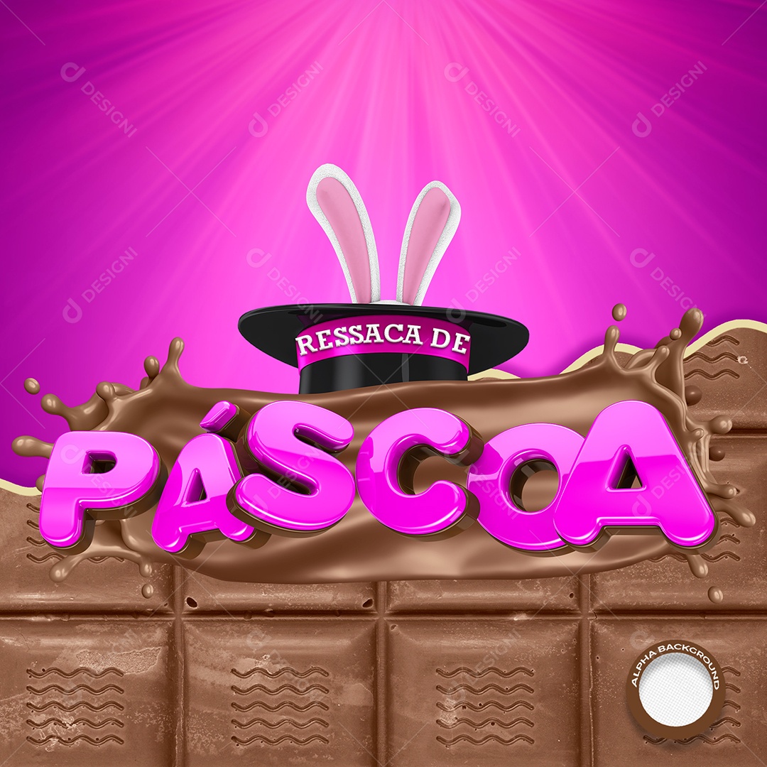 Selo 3D Para Composição Ressaca de Páscoa PSD